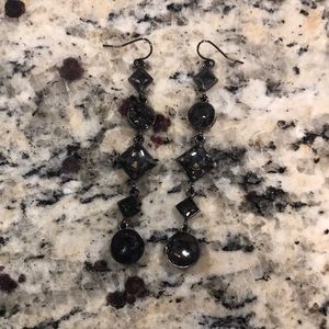 Black stone drop earrings